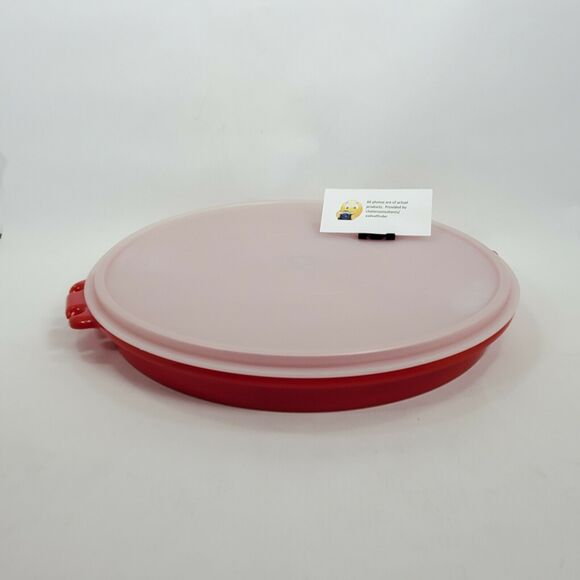 Tupperware Party Veggie Platter Divided Tray w/ Lid #405 Red Plastic - Picture 1 of 5